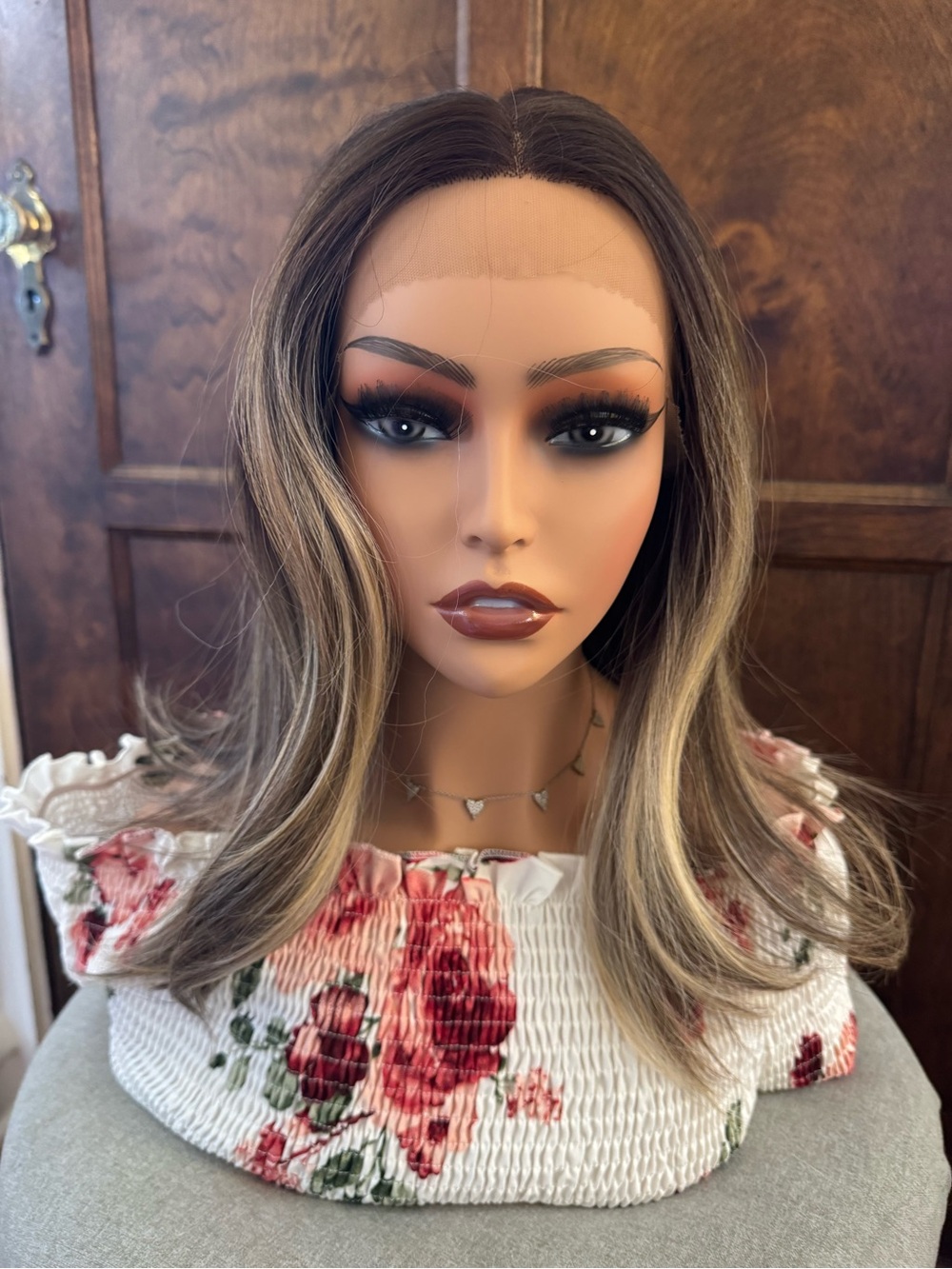 Christian Honey Drizzle CSC 
Brown Balayage Women's Wig with Blonde Highlights